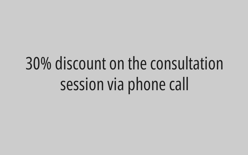 30% discount on the consultation session via Zoom 